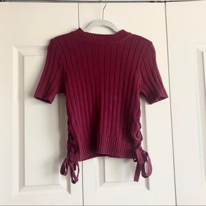 Express maroon shirt sleeve shirt